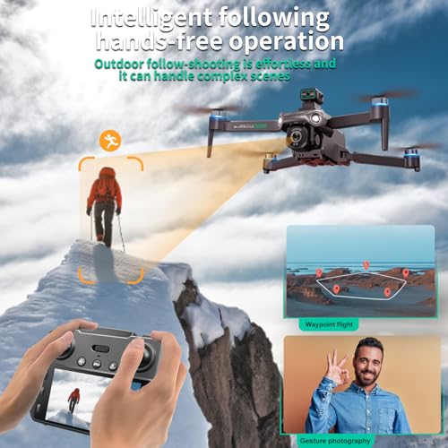 4K UHD GPS Smart Drone with Camera for Adults, 5.9" Screen Remote Controller with Obstacle Avoidance, Auto Return Home, Follow Me, 60 Mins Flight, Foldable FPV Quadcopter for Beginners, 2 Batteries Included