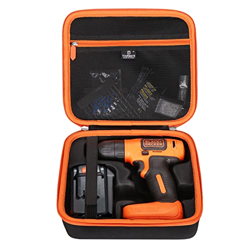 Tourmate Hard Travel Case for BLACK+DECKER 8V MAX* Cordless Drill with 43 Piece Accessories (BDCD8HDPK) / GardenJoy Cordless Power Drill Set with 30pcs Drill/Driver Bits（CASE ONLY） - color: Black