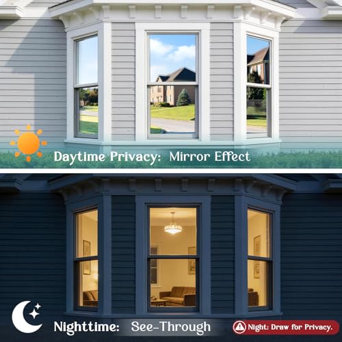 Haton Window Tint for Home, One Way Film, Silver 35.4" x 157.4" - color: Silver Silver, size: 35.4" x 157.4"