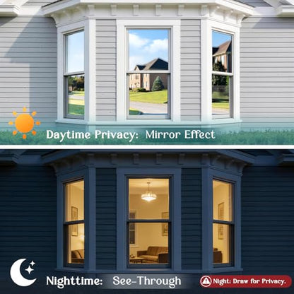 Haton Window Tint for Home, One Way Film, Silver 35.4" x 157.4" - color: Silver Silver, size: 35.4" x 157.4"