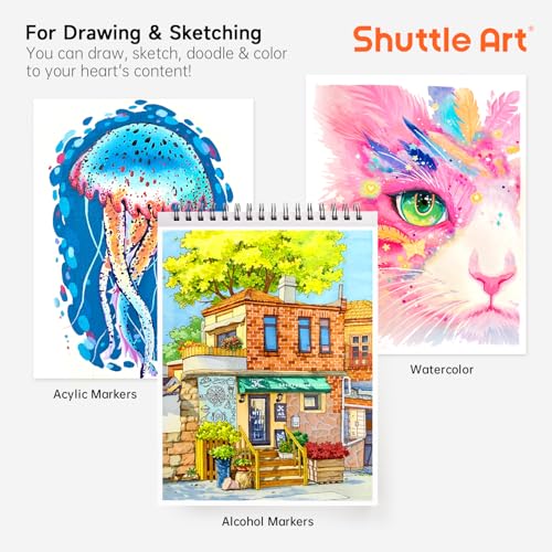 Shuttle Art Marker Pad, 70 Sheets, Spiral-Bound, 12”x9”, 110LB/180GSM Paper - size: 12x9 inch