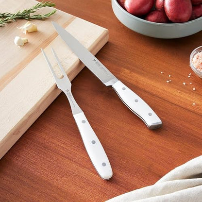HENCKELS Forged Accent Razor-Sharp 2-pc Carving Knife Set, White Handle, German Engineered Informed by 100+ Years of Mastery - color: White