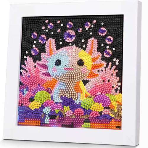 WEMEON Axolotl Diamond Art Kits for Kids with Frame 7x7 inch - color: Axolotl