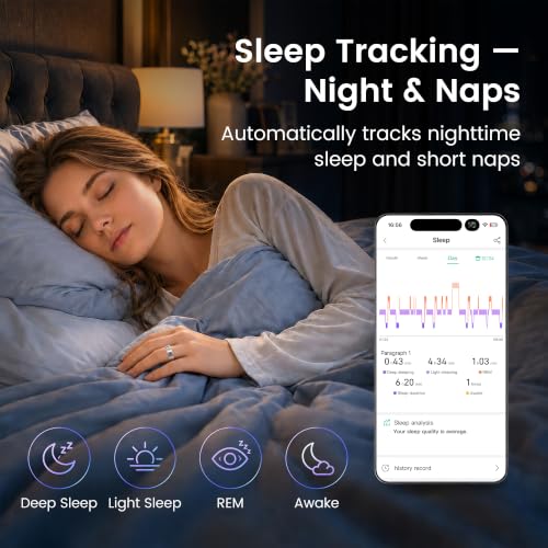 Smart Ring for Women & Men, Sleep and Stress Fitness Tracker (Silver 7) - color: Silver, size: 7