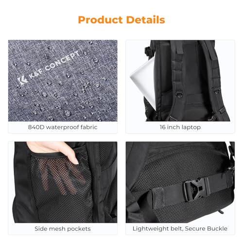 K&F CONCEPT Camera Backpack,30L Large Capacity Camera Bag for Photographers - color: 03-black-grey, size: 30L