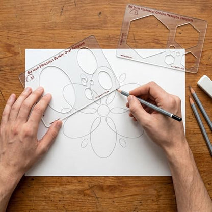 Fibonacci 6" 9-Piece Drawing Template Set, Golden Ratio Stencils - style: Set - All CLPA Fibonacci Templates