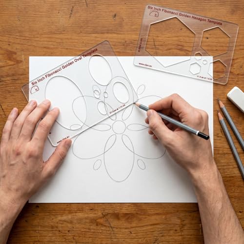 Fibonacci 6" 9-Piece Drawing Template Set, Golden Ratio Stencils - style: Set - All CLPA Fibonacci Templates