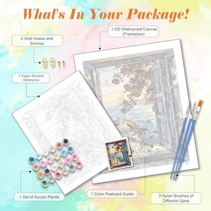 Kalonyth Window View Paint by Numbers Kit for Adults, 16x20 inch, No Framed - color: OP-US04