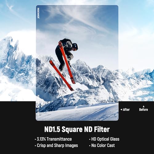 NEEWER ND1.5 (5 Stops) Square ND Filter, 4"x5.65" Dual Sided 30 Multi Nano Coated Cinema Neutral Density Filter for NEEWER Matte Box Compatible with Tilta Compatible with SmallRig - style: ND1.5 (5 Stops)