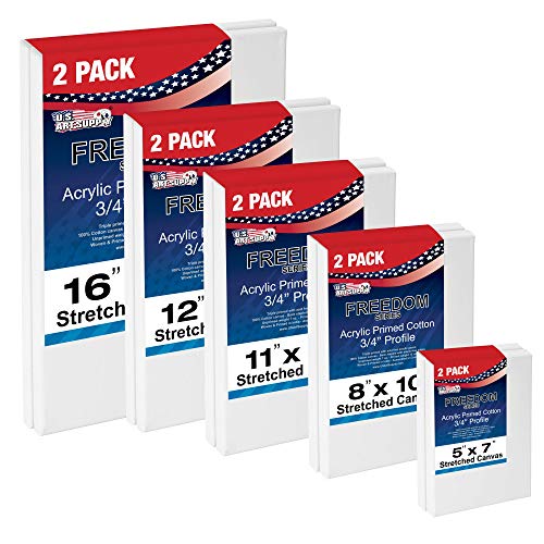 U.S. Art Supply Professional Quality Stretched Canvas, Multipack of 10 - size: Medium