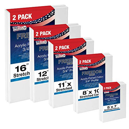U.S. Art Supply Professional Quality Stretched Canvas, Multipack of 10 - size: Medium