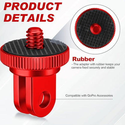 Frienda 4 Pcs Tripod Adapter Compatible with Gopro 1/4-20, Red - color: Red
