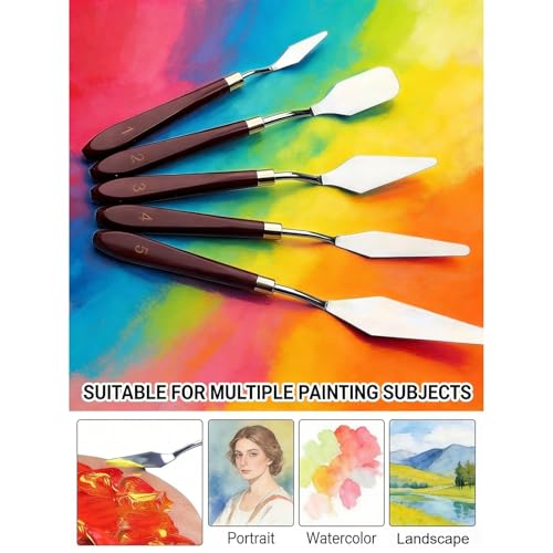 Palette Knife Set 5 Pcs Stainless Steel Painting Knives Wooden Handle