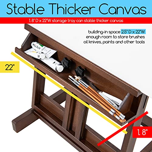 MEEDEN Heavy Duty H‑Frame Easel: Solid Beech Wood Artist Easel for Painting - color: Walnut