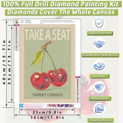 Pink Fruit Diamond Art Kits for Adults Cherry Diamond Painting Kit Beginner - color: DP04922, size: Round Drill