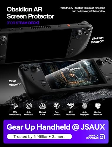 JSAUX 2-Pack Obsidian AR Screen Protector for Steam Deck OLED/LCD - color: Obsidian AR