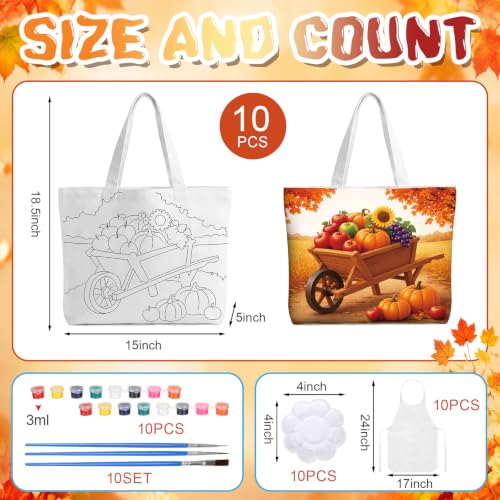 Locmeo 10 Set Paint and Sip Canvas Bags Pre Drawn Kit,Autumn - style: Autumn