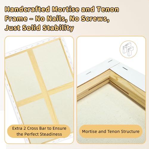 2-Pack 24x36 Stretched Canvas 13.4oz Warp-Resistant for Oil & Acrylic - size: 2pk - 24"x 36"