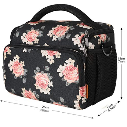 DOMISO Camera Bag Case Waterproof Anti-shock Shoulder Bag, Flower - color: Flower