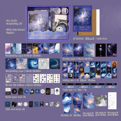 Diuhofart Star Trails Scrapbooking Kit, 128 Pcs Journal Set - color: Star Trails Postman