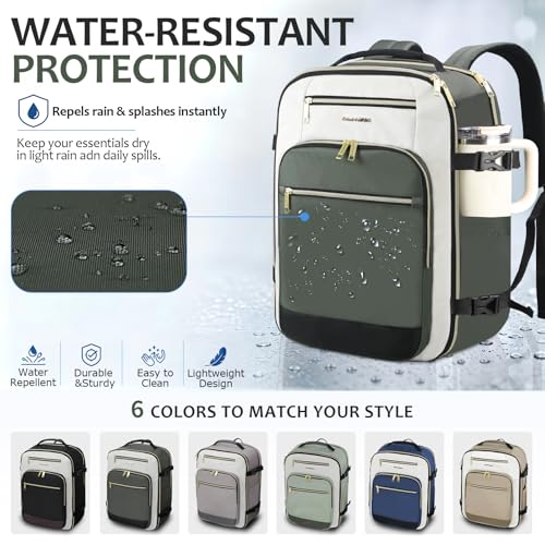 EMPSIGN 40L Travel Backpack for Women & Men - color: Beige/Army Green/Black