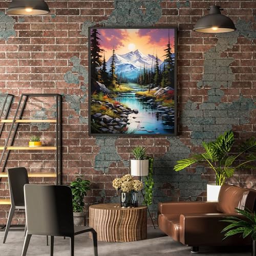 Mountain Paint by Numbers for Adults - Landscape Paint by Number on Canvas - color: MT12060