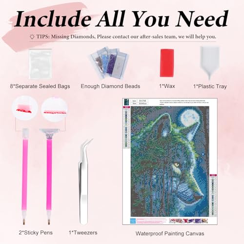 Yezavesu Wolf Diamond Art Kits for Adults Beginners 12x16 Inch - color: YDP0207