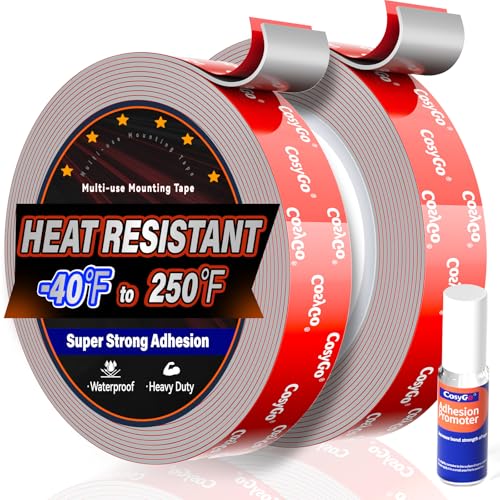 Heavy Duty Permanent Bond Double Sided Tape, Heat Resistant 2-Rolls - size: 0.6In Width - 2 Rolls
