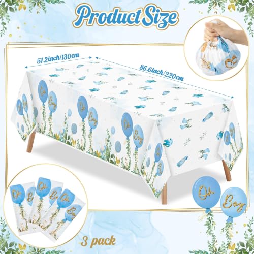 3 Pack Baby Shower Party Tablecloths for Boy - color: Baby Boy