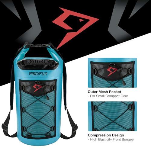 Piscifun Dry Bag, Waterproof Floating Backpack 10L/20L/30L/40L - color: Light Blue, style: 10l