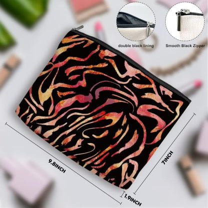 Gradient Zebra Print Makeup Bag, Makeup Organizer Cosmetic Bags for Women - color: RedStripe