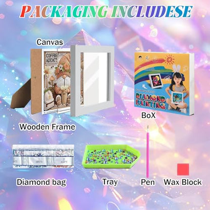 WEMEON Gnome Diamond Art Kits for Kids with Frame 7x7 inch - color: Gnome