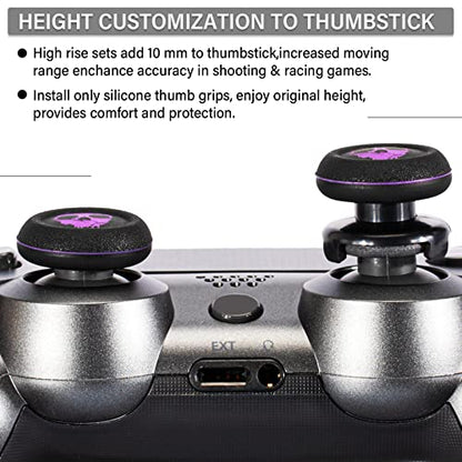 FPS Thumbstick Extender & Printing Rubber Silicone Grip Cover 2 Sets for PS5 & PS4 Controller (Ghost Purple) - color: 14