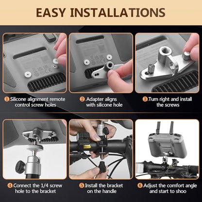 RC RC2 Bicycle Bracket Mount Adapter for DJI Air 3/Mini 4 Pro/Mini 3/Mini 3 Pro Remote Control Cycling Bicycle Handlebar Holder Clamp Bracket Base Remote Control with Screen Accessory
