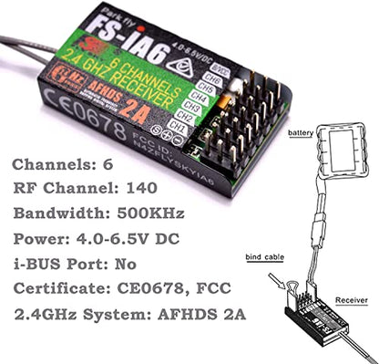 GoolRC Flysky FS-i6 AFHDS 2A 2.4GHz 6CH Radio System Transmitter for RC Helicopter Glider with FS-iA6 Receiver Mode 2
