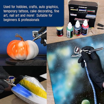 Master Airbrush Cool Runner II Air Brush Kit with Air Compressor Dual Fan - color: Cool Blue