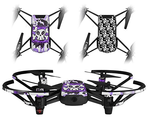 Skin Decal Wrap 2 Pack Compatible with DJI Ryze Tello Cartoon Skull Purple Drone NOT Included