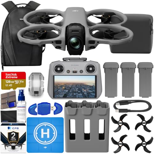 DJI Avata 360 Fly More Combo with RC 2 (With Screen) 360° Drone With 1-Inch 8K 360° Imaging for FPV & Aerial Filming, Three Batteries Bundle with 128GB Memory Card, CPS 2 Year Warranty + Pilot Kit