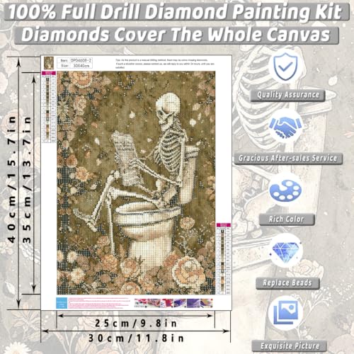 3 Pack Skull Diamond Art Kits for Adult Diamond Painting Kit for Beginner - color: DP04608