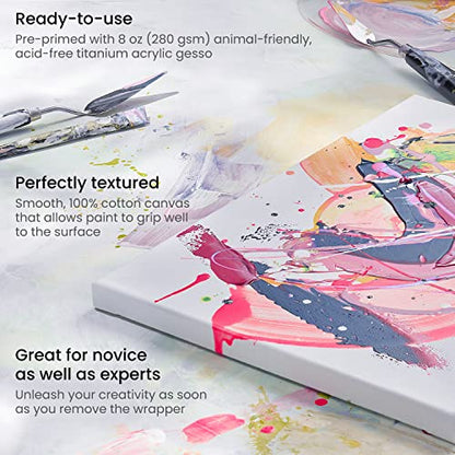 ARTEZA Square Stretched Canvas for Painting, 10 x 10 in, Pack of 8 - color: White - Classic, size: 10 x 10 (Pack of 8)