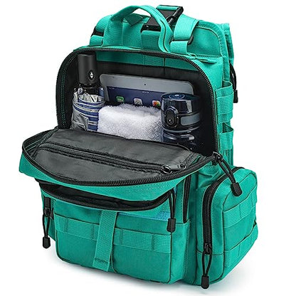 G4Free Large Tactical EDC Sling Bag, Adjustable Holder Backpack for Men - color: Peacock Green