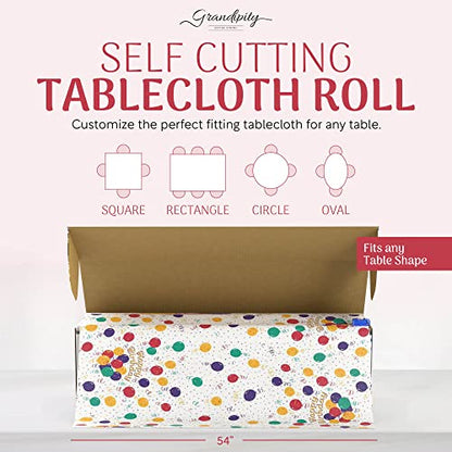 Grandipity Plastic Table Cloth Roll - 54in x 300 Ft. Table Cover - color: Happy Birthday, size: 3600" x 54" (Rectangular)