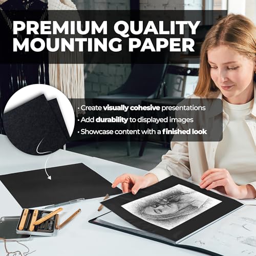 Dunwell 11x14 Art Portfolio Binder, 24-Sleeve, Mounting Paper, Ruby - color: Ruby, size: 11x14" w/ BLK Paper