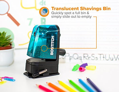 Bostitch Office Multi-Mount Manual Pencil Sharpener, Vacuum Mount or Screw Mount, Blue (MPS2-BLUE) - color: Blue, size: Pack of 1