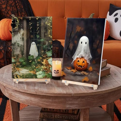 YooNotee 6 Pack Halloween Paint by Numbers with Easels Brushes, Ghost - style: Ghost