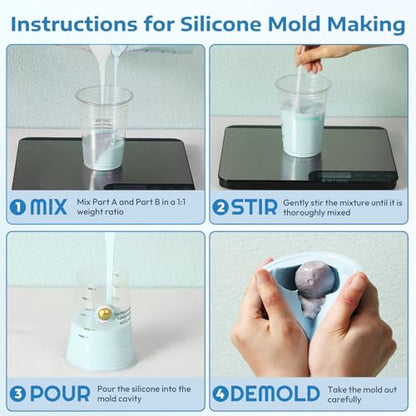 OFFNOVA Silicone Mold Making Kit 70oz Rubber 15A, 1:1 Mixing Ratio Fast Curing for Resin, Casting, Candle, Soap, DIY Crafts, Light Blue - size: 70 Oz