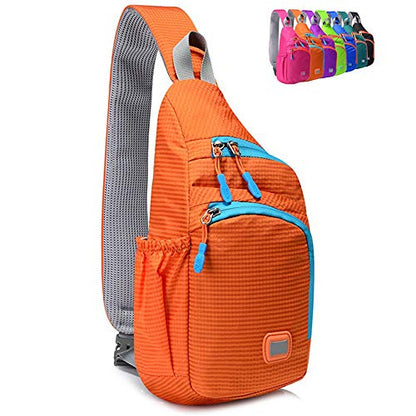 Peicees Small Sling Backpack Waterproof Unisex Shoulder Bag Chest Crossbody Daypack - color: Orange, size: Small