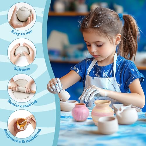 Air Dry Clay, Natural White Modeling Clay for Kids, Premium Pottery Wheel Clay for Arts and Crafts Supplies, 2.2Ibs Sculpting Material for School Classrooms, Adults Kids Toys Gifts for Christmas