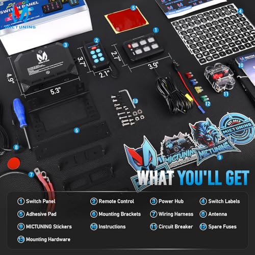 MICTUNING P1Y 6 Gang Switch Panel, Remote and APP Control, Up to 230FT - size: RGB 6 Gang(APP+Remote Control)