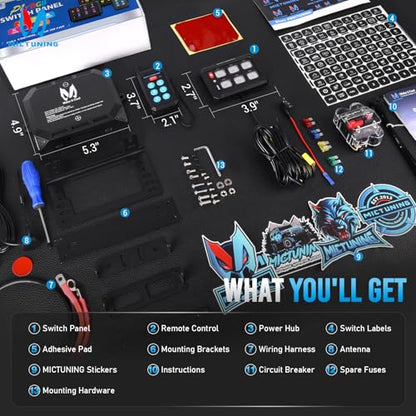 MICTUNING P1Y 6 Gang Switch Panel, Remote and APP Control, Up to 230FT - size: RGB 6 Gang(APP+Remote Control)